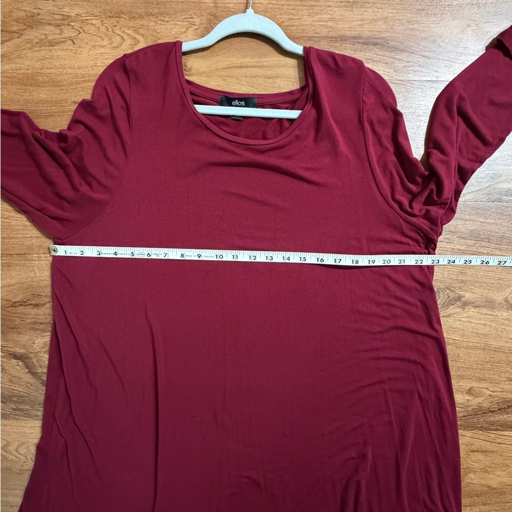 Ellos Deep Red Burgundy Garment Women Sz Large Crewneck Shaft Relaxed Dress‎ - Picture 3 of 7